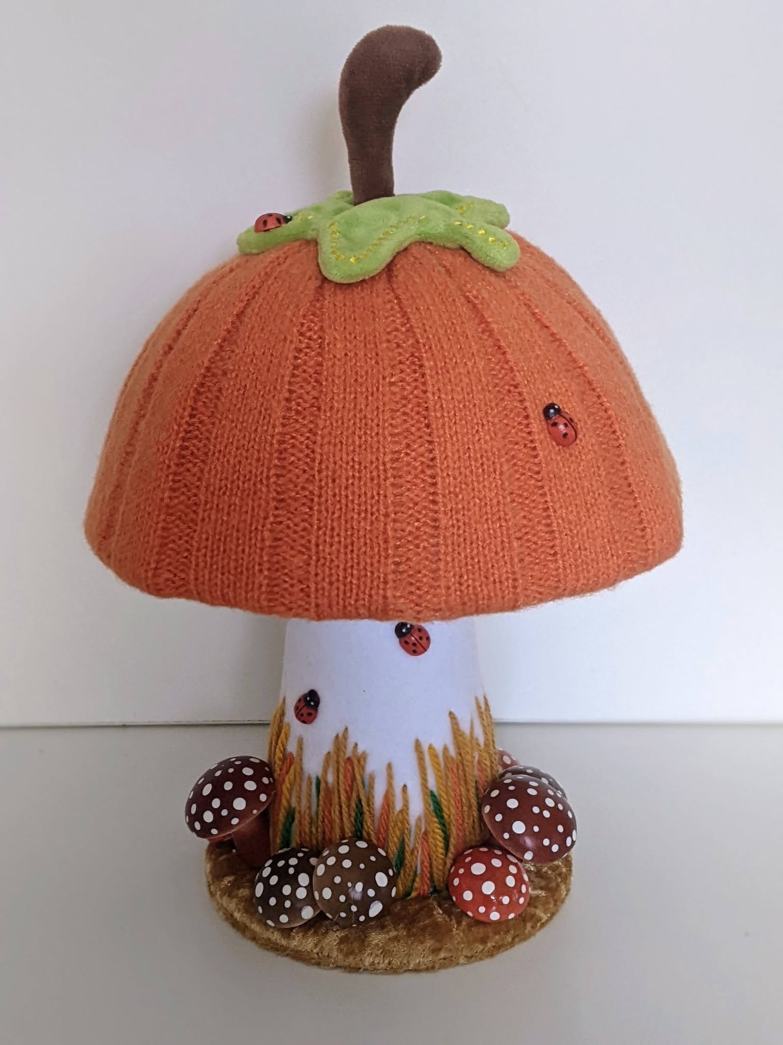 Pumpkin Autumn Toadstool Knitted, Felt and Fleece
