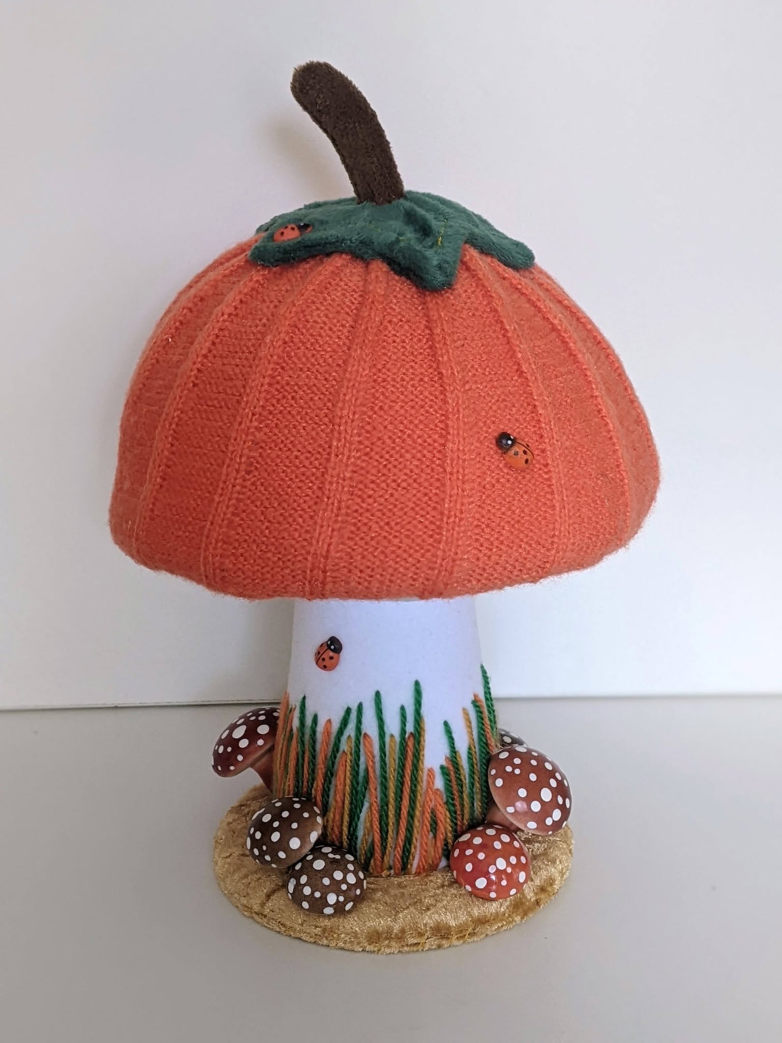 Pumpkin Autumn Toadstool Knitted, Felt and Fleece