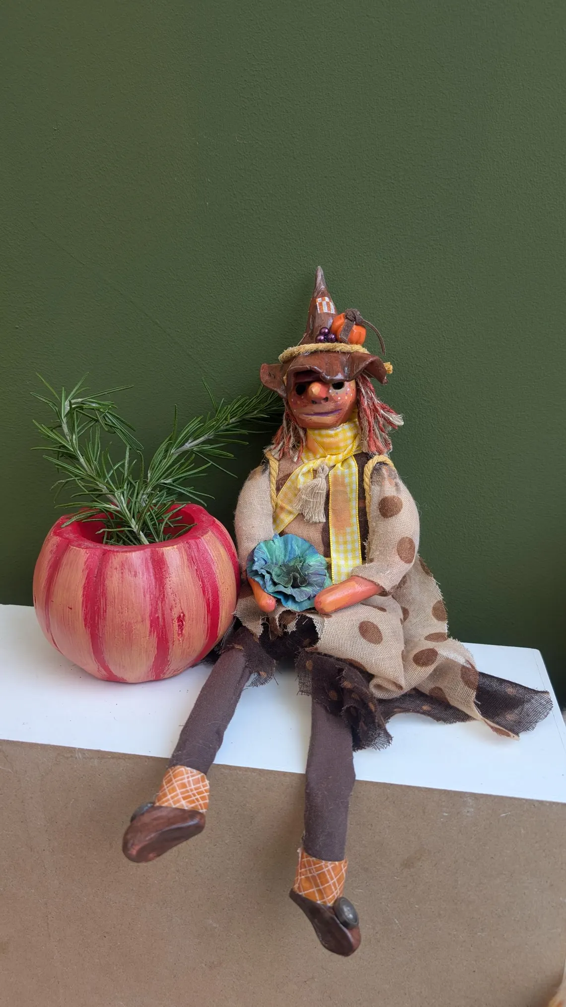 Witches of Whimsy Way - Gertrude Gourd-Thimble Art Doll