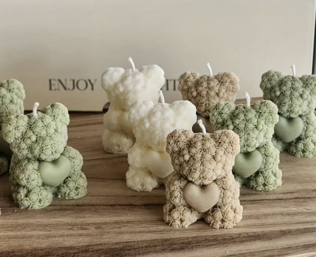 Handmade Teddy Bear Candle – Baby Shower / Christening Favor