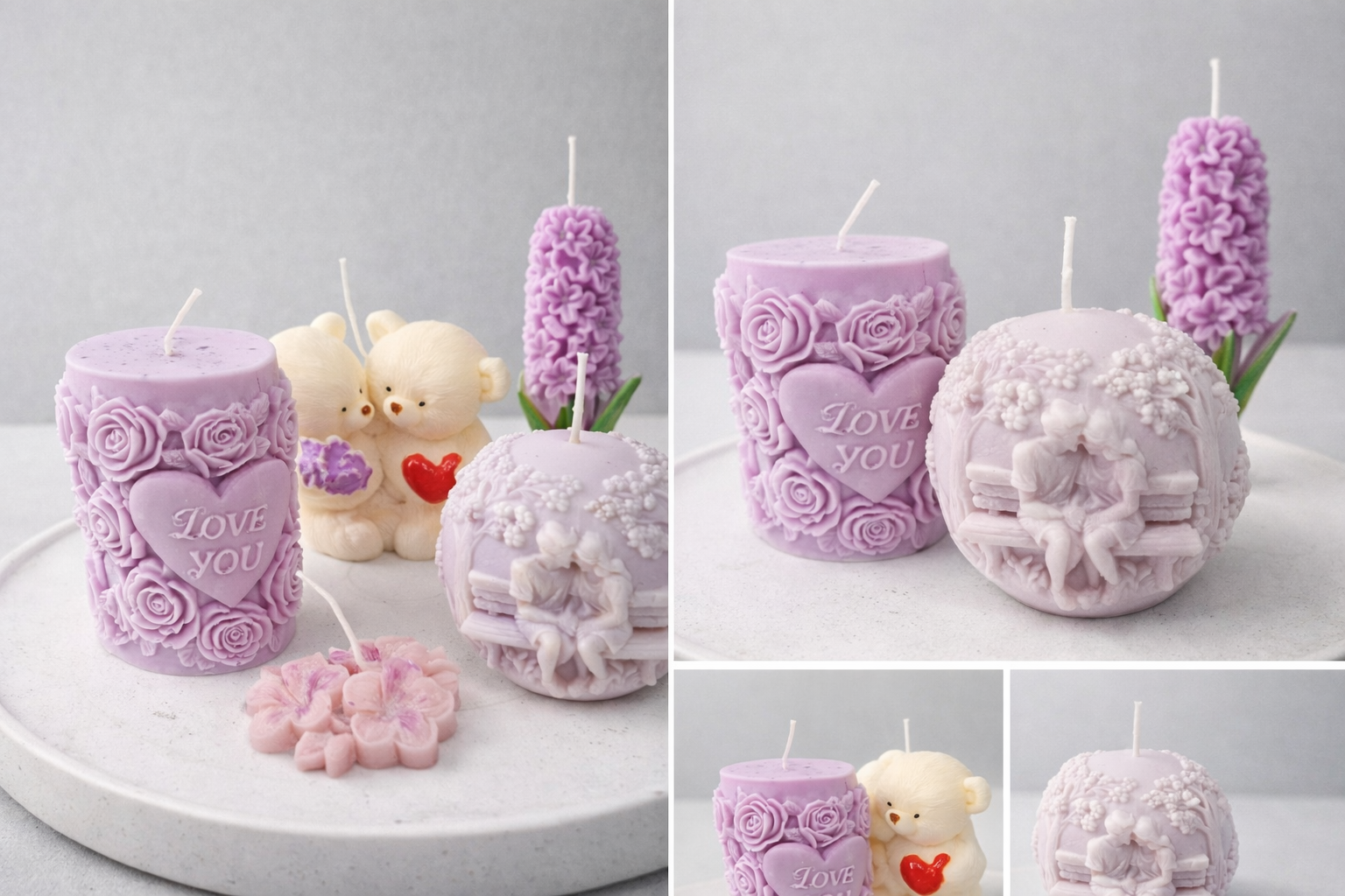 Handmade Decorative Candles – Artistic Sculpted Pastel Candle Set