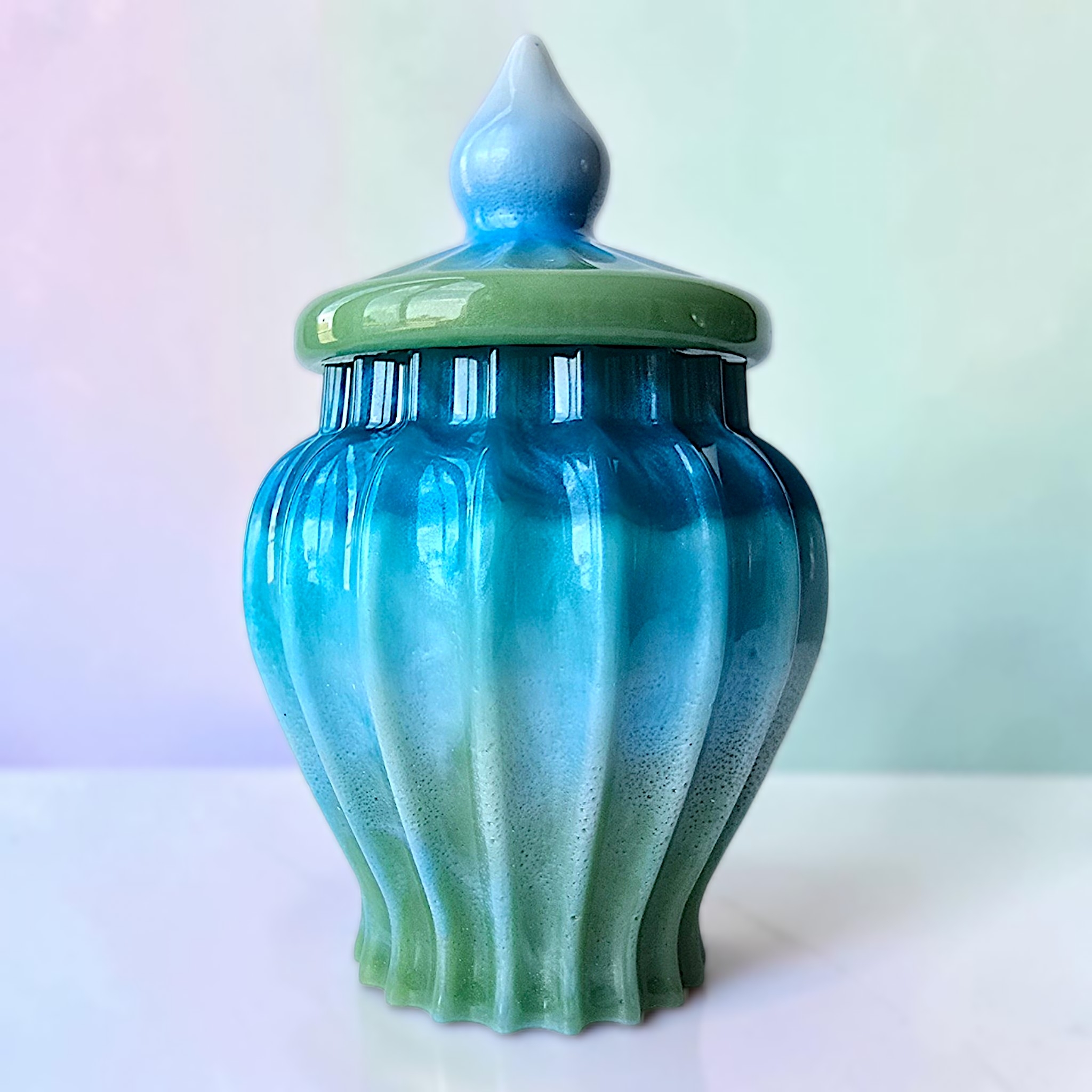 Blue Resin Vase / Jar with Lid