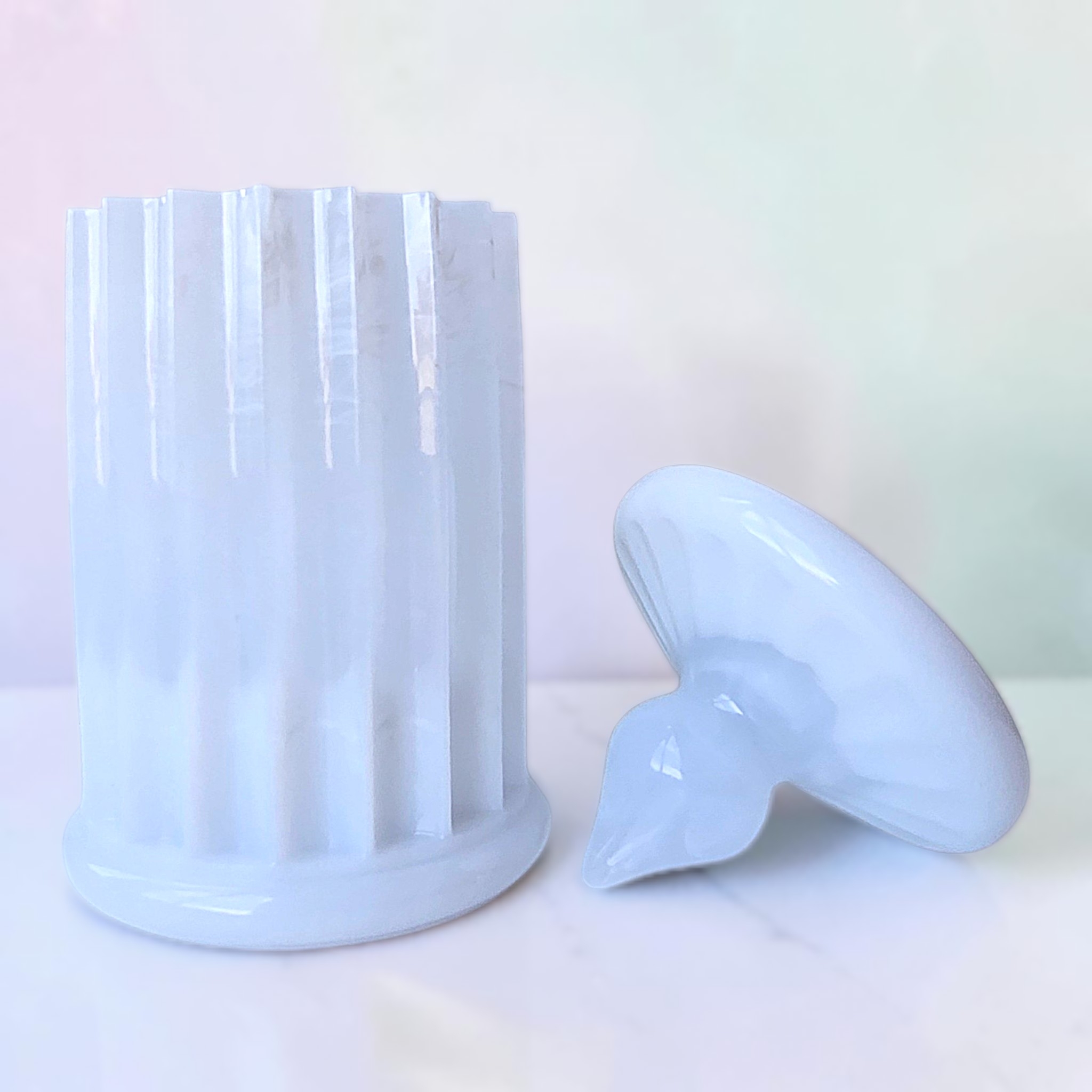 White Resin Vase / Jar with Lid
