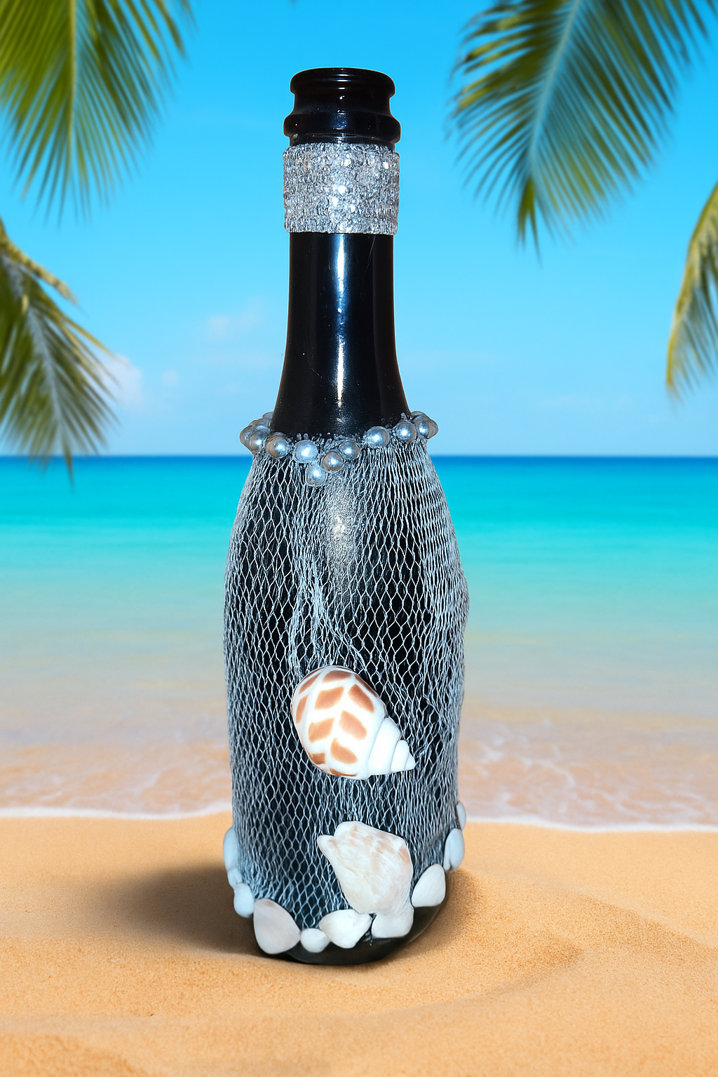 Ocean’s Whisper – Decorative Shell Bottle”