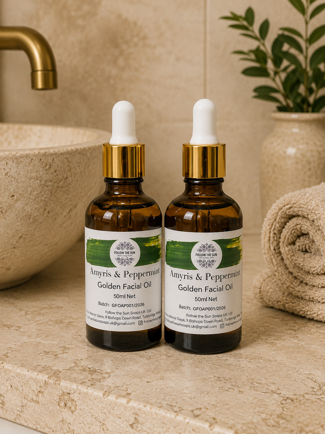 Golden Facial Oil, Amyris & Peppermint