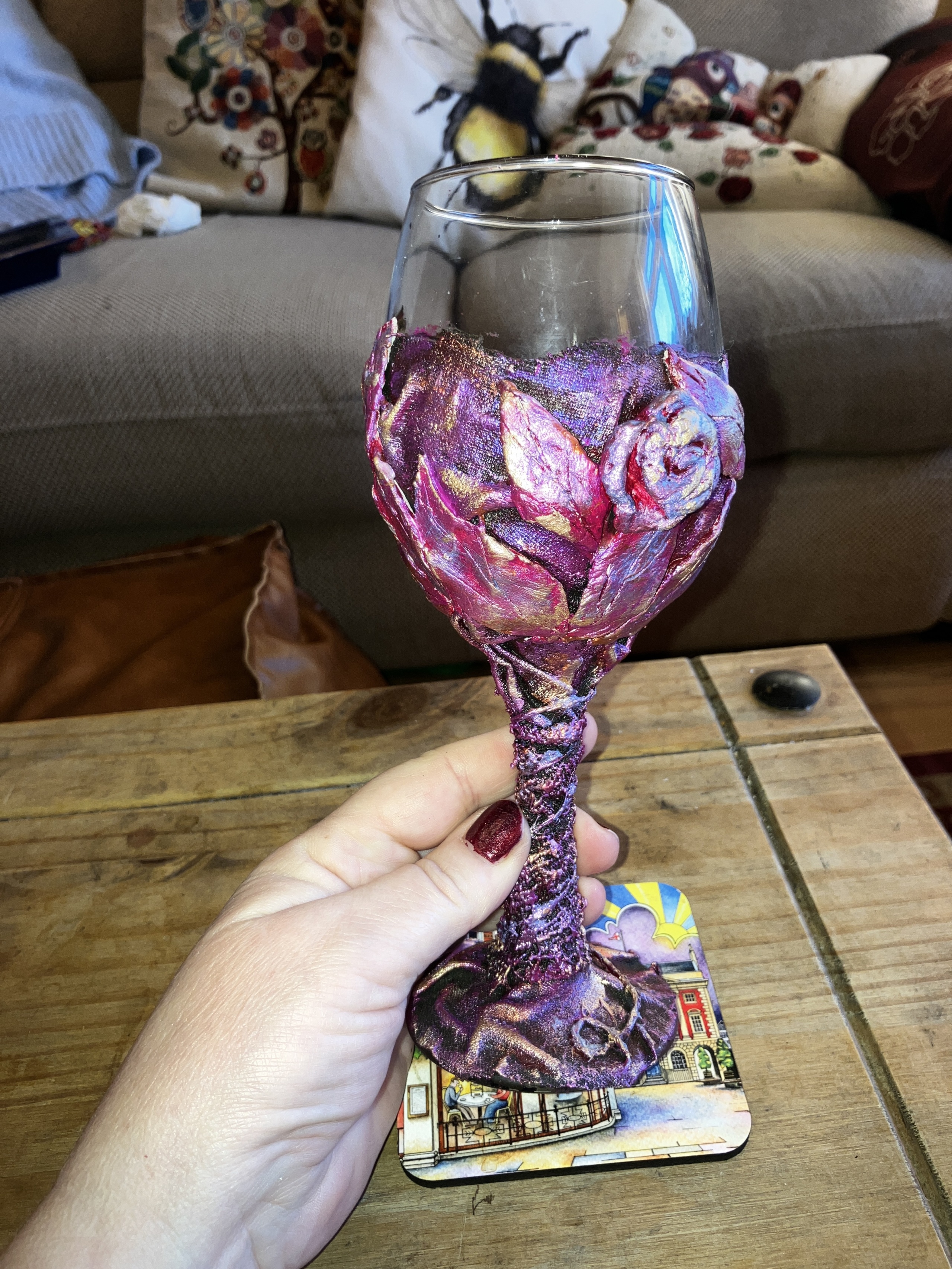 Handcrafted Fantasy Wine or Gin Glasses - Enchanted Floral and Woodland Goblets for Whimsical Table Decor