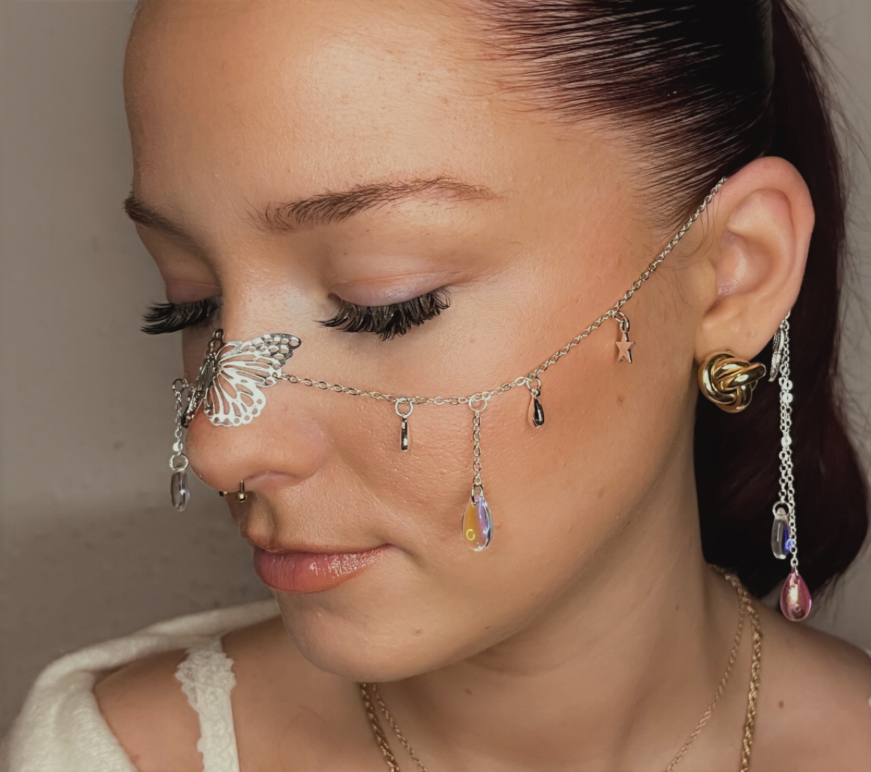 Silver Butterfly Face Chain