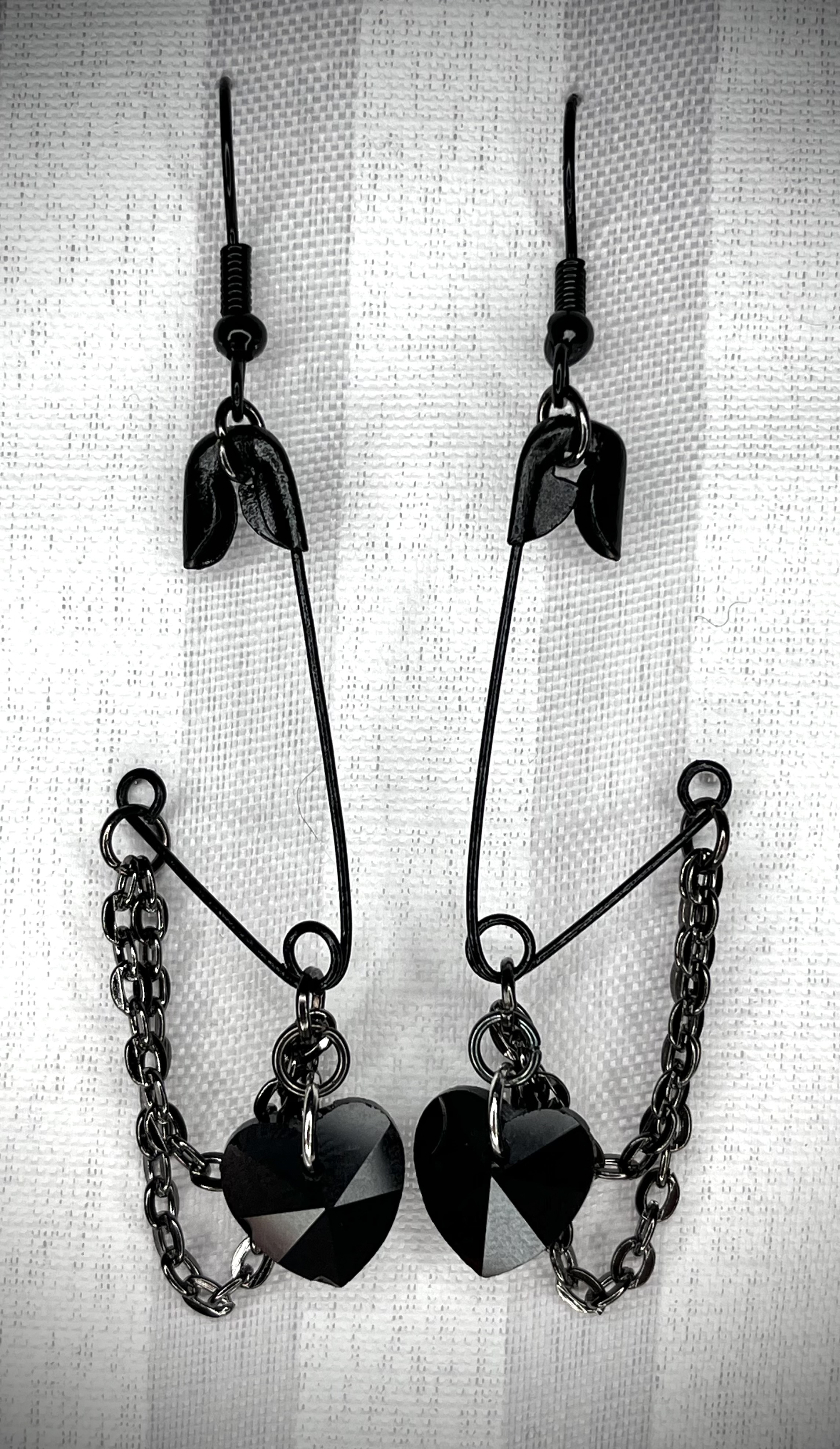 Safety Pin Earrings - Black