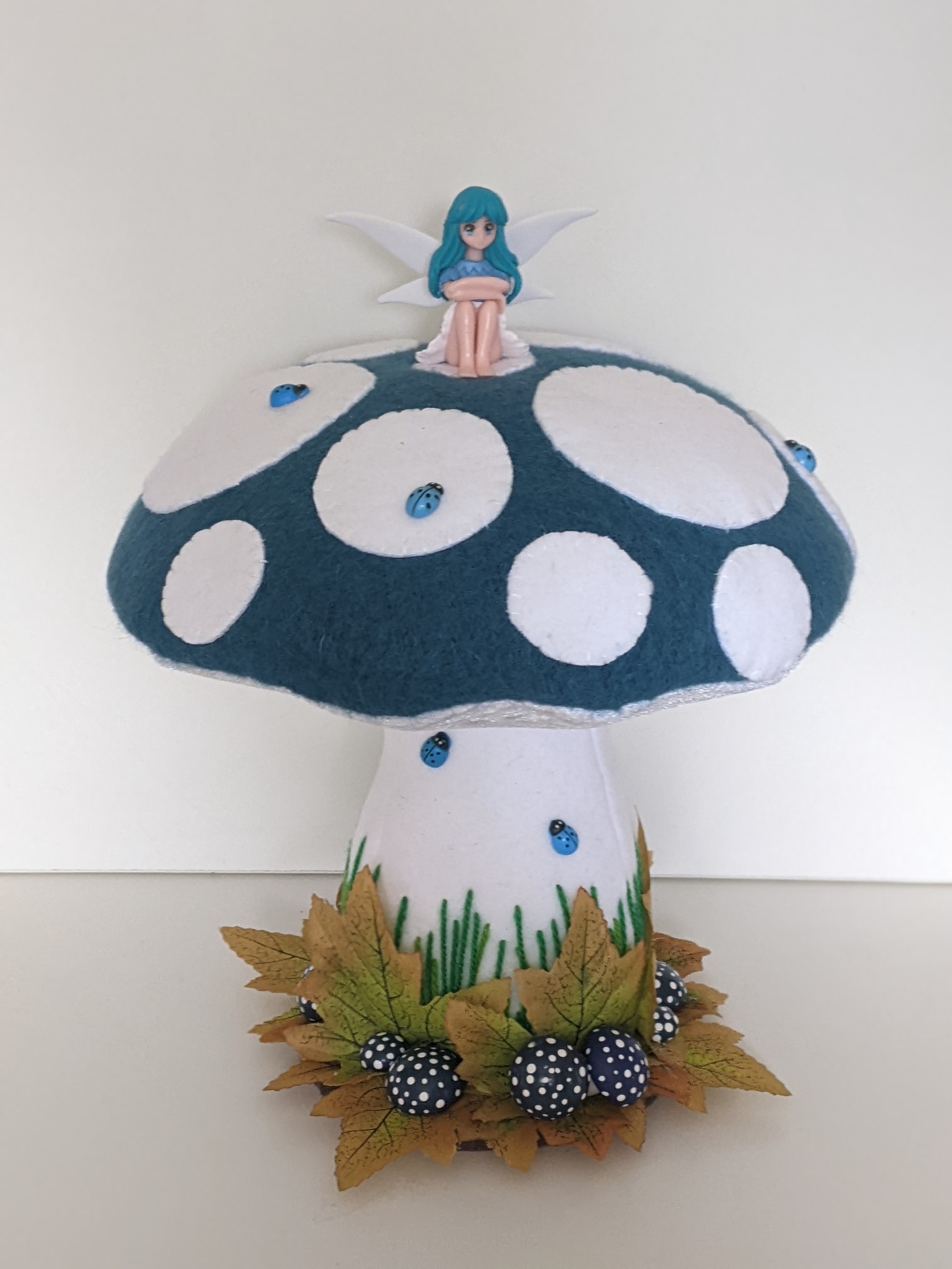 Blue and White Forget-Me-Not Fairy Toadstool