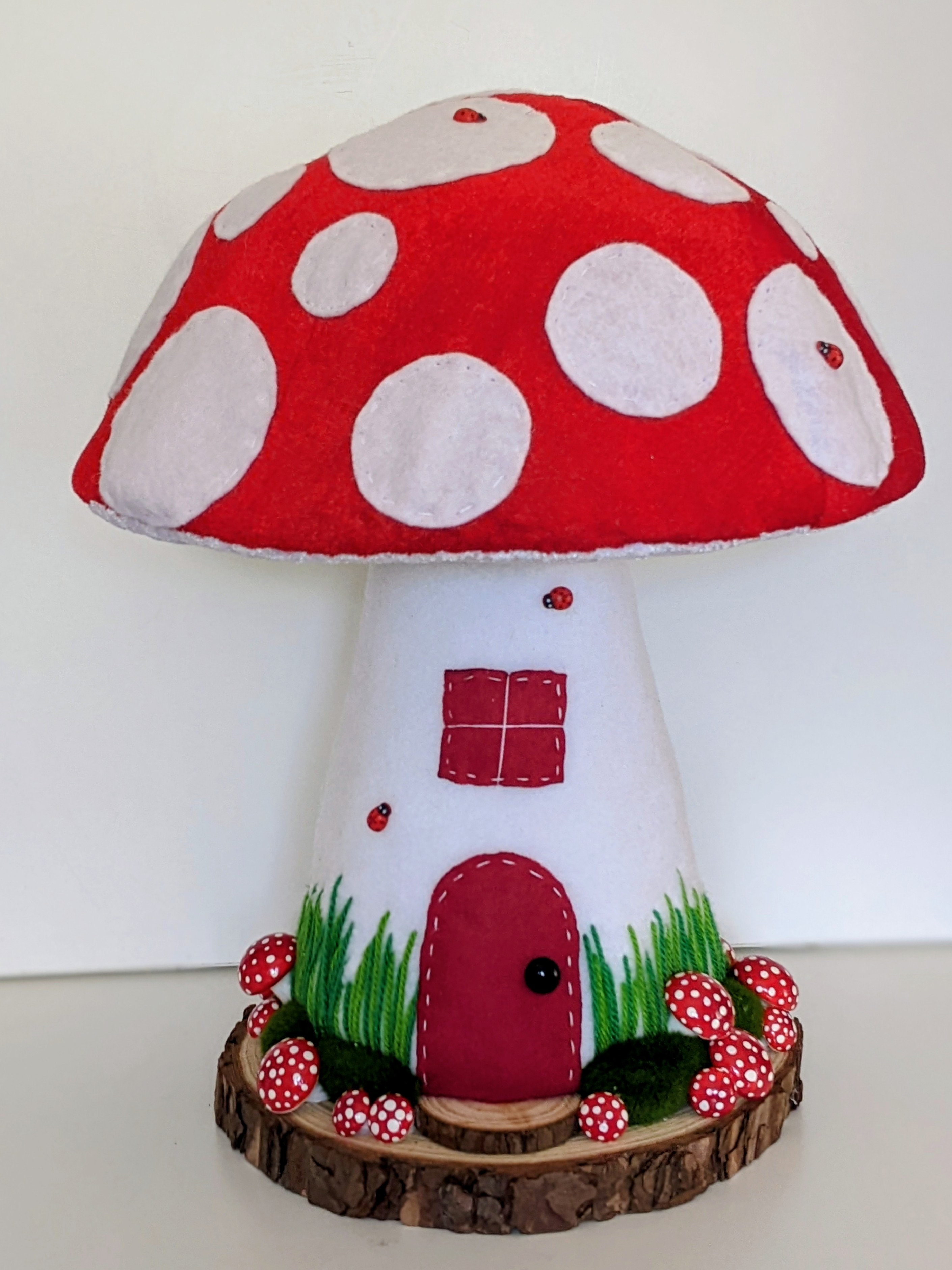 Large Red and White Toadstool House. Felt and Fleece