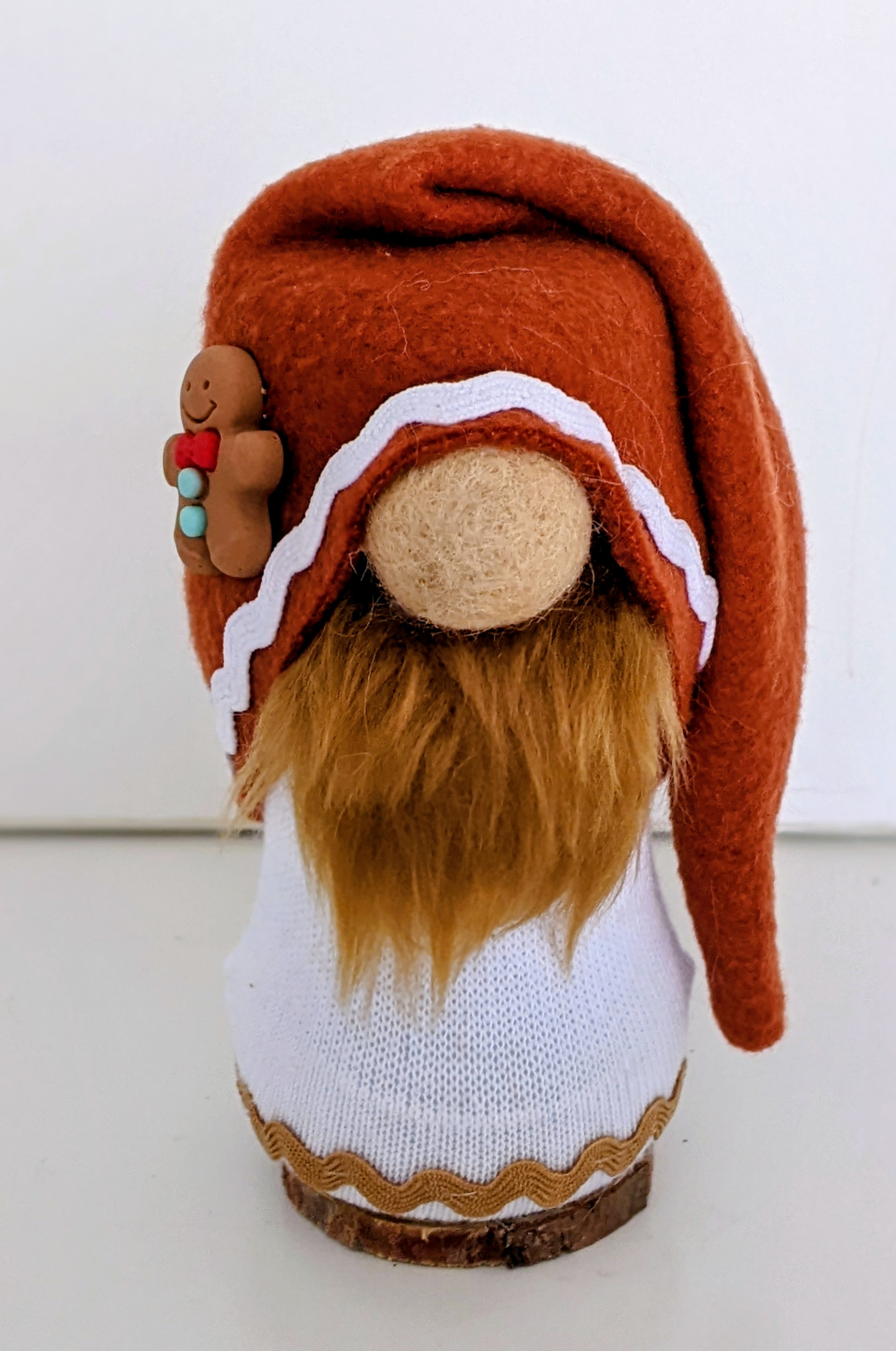 Small Christmas Gingerbread Gnome. Knitted, Fleece.