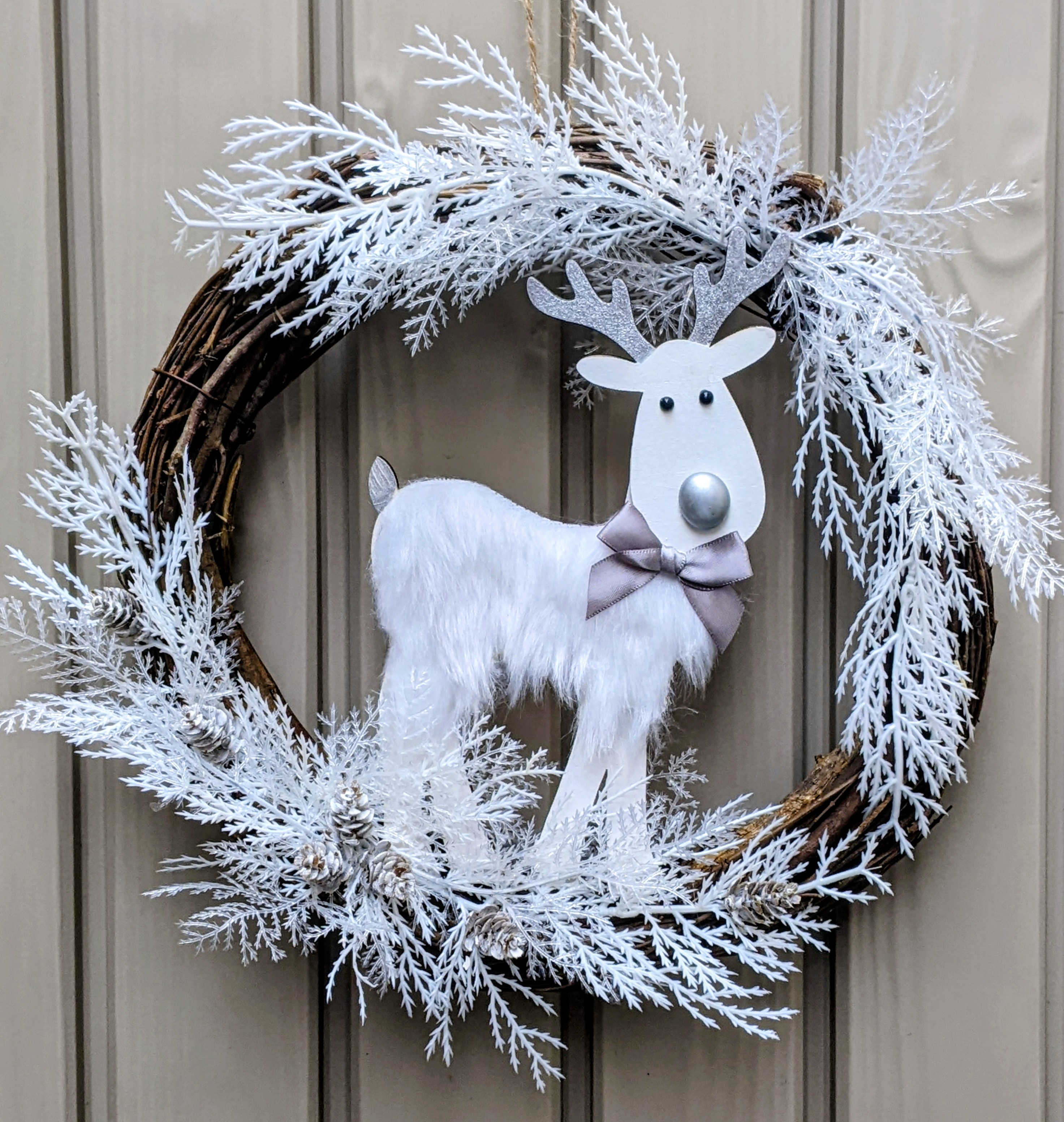 Christmas Reindeer Wreath, Wood.