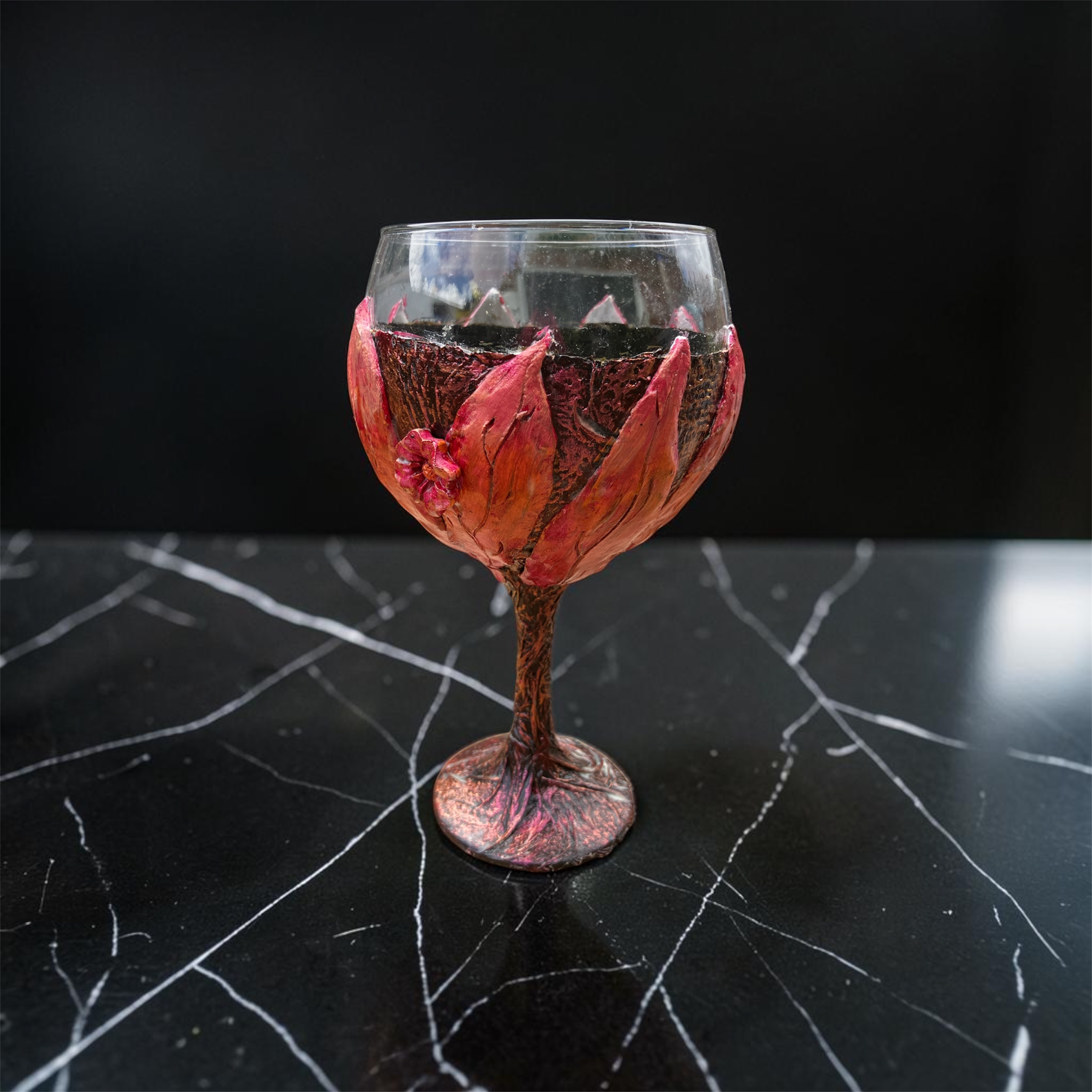 Handcrafted Fantasy Wine or Gin Glasses - Enchanted Floral and Woodland Goblets for Whimsical Table Decor