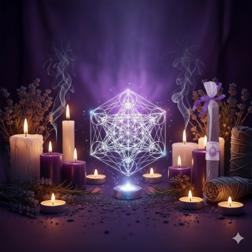 Archangel Metatron Handcrafted Purple Candle. Transcendent Radiance
