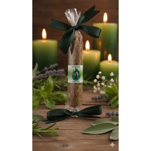 Archangel Raphael Candle Dressed with Healing and Regeneration Herbs