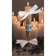 Archangel Gabriel Handcrafted Candle dressed with herbs: A Beacon of Divine Inspiration and Clearing Vibrations