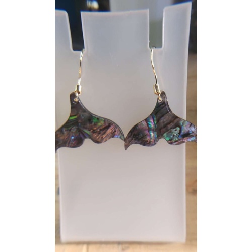 Gold plated abalone fishtail earrings