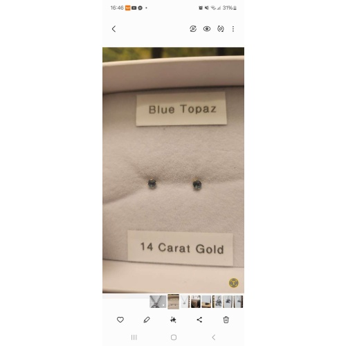 14 Carat Gold , blue topaz earrings