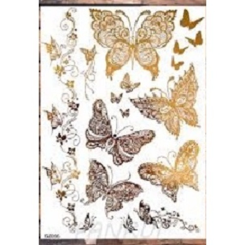 Temporary Tattoos - Waterproof - Gold Metallic Butterflies butterfly