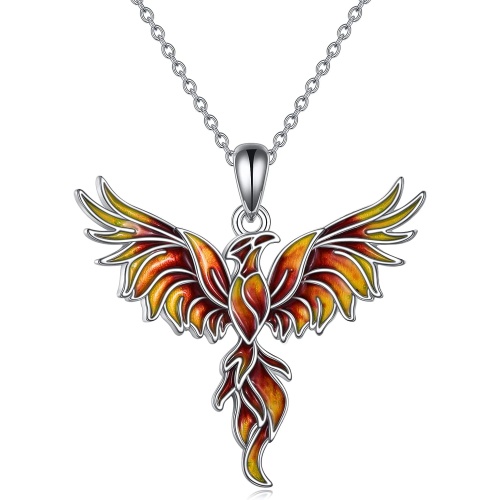 Phoenix Rising Pendant 925 Sterling Silver Necklace