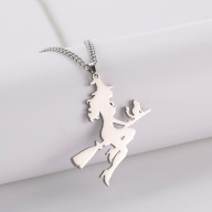 Flying Magic Witch and Cat Necklace