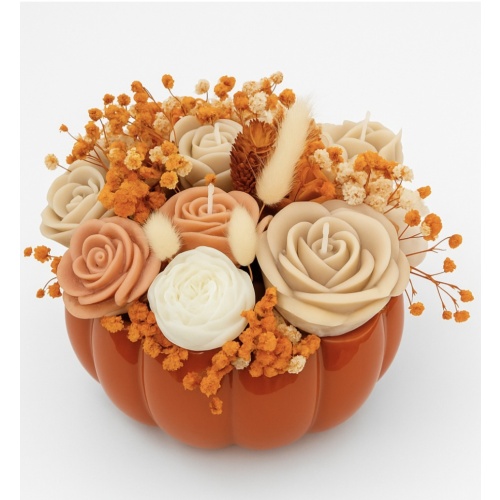 Pumpkin Flower Candle Arrangement