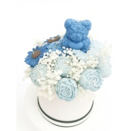Blue Teddy Floral Arrangement – Handmade Soy Wax
