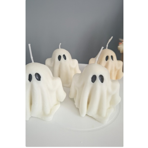 Ghost Soy Wax Candle – Handmade Halloween Decoration