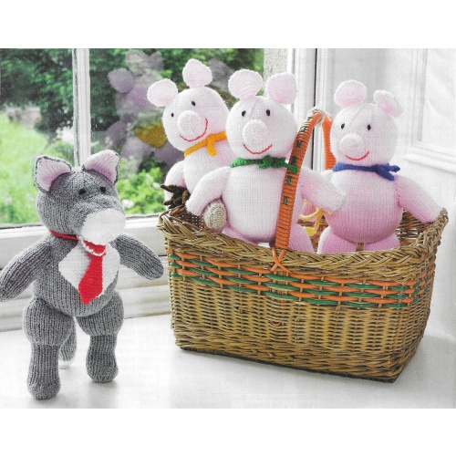 Three Little Pigs and the Big Bad Wolf Knitting Pattern toy