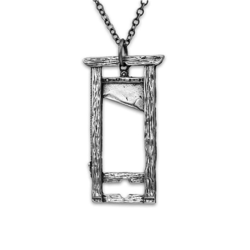Silver Tone Guillotine Necklace French Revolution Pendant