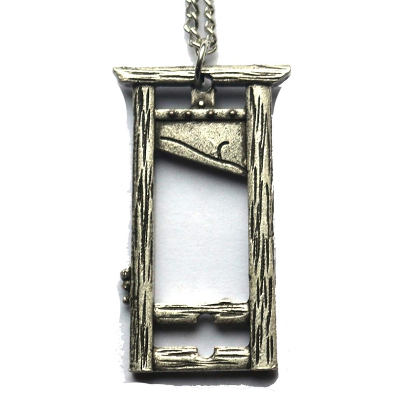 Antique Bronze Guillotine Necklace French Revolution Pendant