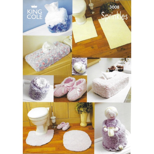 Knitting Pattern - Bathroom Set, Slippers, tissue box cover........
