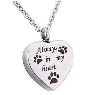 Always In My Heart Urn Keepsake Necklace - Pets Ashes / Hair - Forever In My Heart