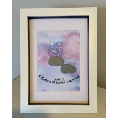 pebble art, Love Is, unique gift, framed decor