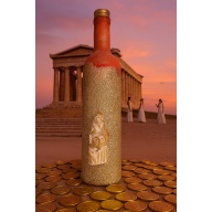 Prosperity Bottle with Goddess Tyche & Magic Horn of Abundance, Golden Glitter, orange paint and gold paint screw cap