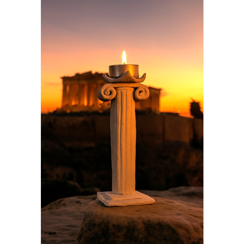 Ancient Greek Decorated Column Tealight Candle Holder - Unique Architectural Model for Professors, Engineers, and History Enthusiasts