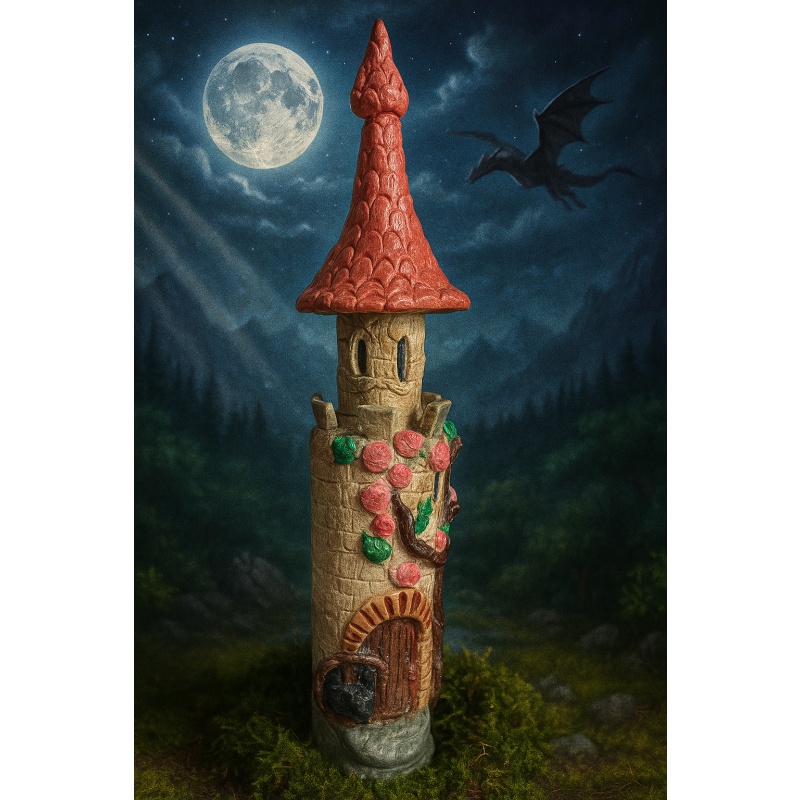 Knight Fantasy Tower Castle Clay Decoupage Bottle: A Majestic Fortress of Medieval Dreams