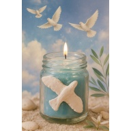 Peace & Harmony Jar with Light Blue Candle, Essential Oils & Clay Dove