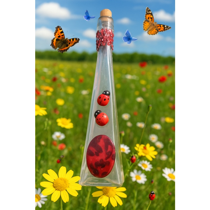 Magic Pyramid Bottle with Ladybugs. Ideal for Perfume