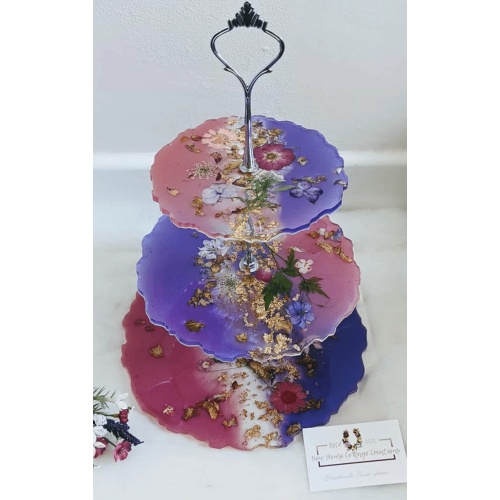 3 Tier Handmade resin floral cake stand