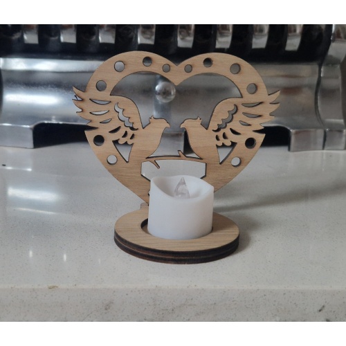 Wooden Heart Tealight Holder