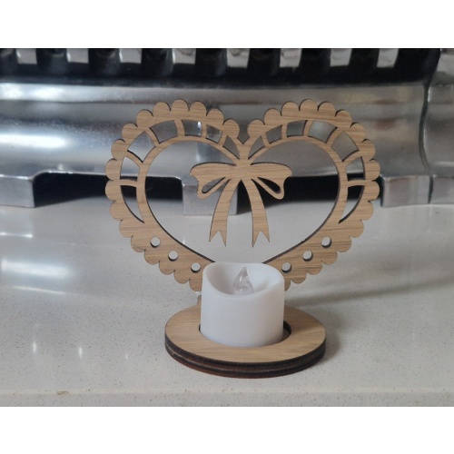 Wooden Heart Tealight Holder