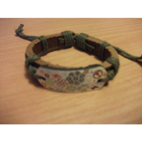 NEW BUTTERFLY BUTTERFLY WHITE ORANGE GREEN ADJ LEATHER HEMP CUFF BRACELET