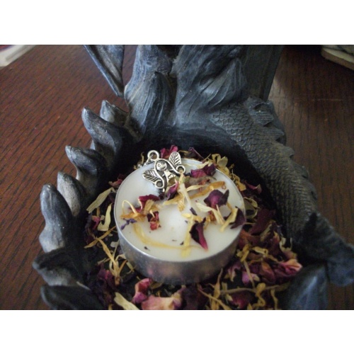 Blessed Fairy Charm with Magickal Candle For Good Luck