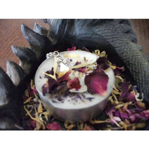 Blessed Angel Charm with Magickal Candle to Help Guide You