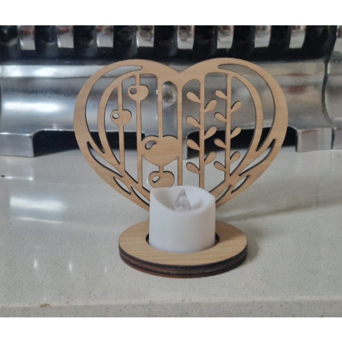 Wooden Heart Tealight Holder