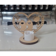 Lovebirds Wooden Tealight Holder