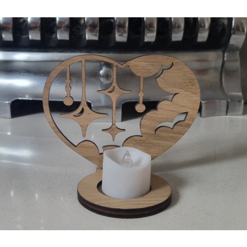 Wooden Heart Tealight Holder