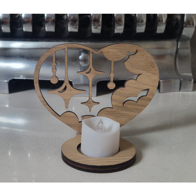 Wooden Heart Tealight Holder