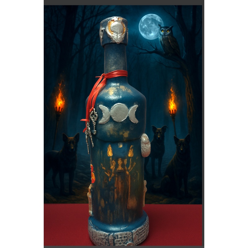 “Hecate Altar Bottle – Witchcraft Ritual Decoration, Pagan Goddess Offering, Occult Gift”